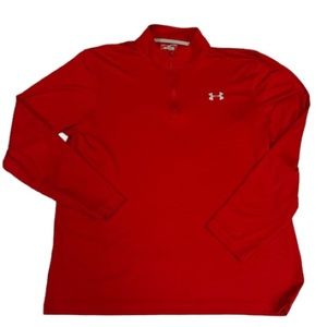 Under Armour Men’s Heat Gear Loose Long Sleeve Red Half Zip Shirt Size XL EUC